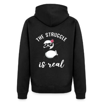 Panda Panda Bear Funny - Unisex Premium Organic Zip Hoodie - black - Back - Nico (187cm)