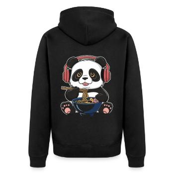 Panda Panda Bear Funny - Unisex Premium Organic Zip Hoodie - black - Back - Nico (187cm)