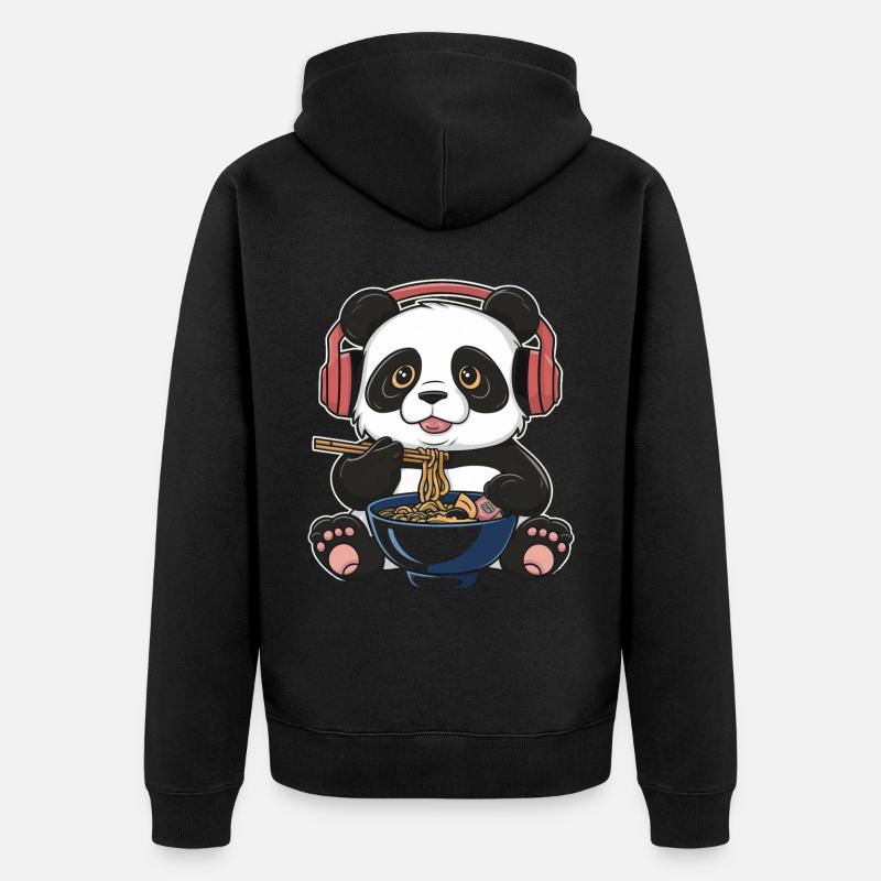 Panda Panda Ours Drôle - Veste à capuche bio Premium Unisexe - noir