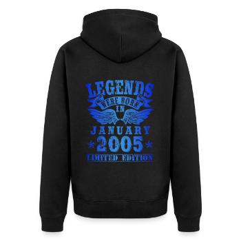 Les légendes sont nées le jour de l'anniversaire de janvier 2005 - Veste à capuche bio Premium Unisexe - noir - Dos - Nico (187cm)