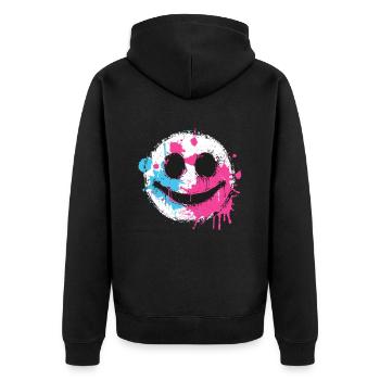 Graffiti Smiley Face - Street Art Urbain - Veste à capuche bio Premium Unisexe - noir - Dos - Nico (187cm)