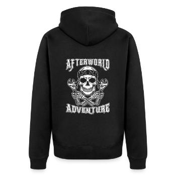 Motorcycle Mechanic Skull Afterworld Adventure - Unisex Premium Organic Zip Hoodie - black - Back - Nico (187cm)