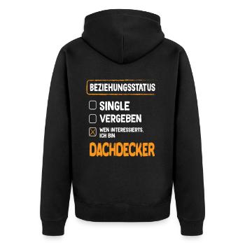 Dachdecker Beziehungsstatus - Unisex Premium Bio Zip Hoodie - Schwarz - Hinten - Nico (187cm)