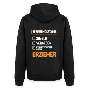 Erzieher Beziehungsstatus - Unisex Premium Bio Zip Hoodie - Schwarz - Hinten - Nico (187cm)