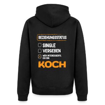 Koch Beziehungsstatus - Unisex Premium Bio Zip Hoodie - Schwarz - Hinten - Nico (187cm)