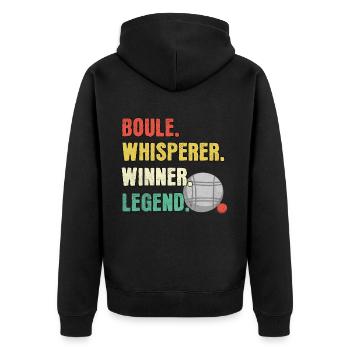 Boule Whisperer Boule Legend - Unisex Premium Organic Zip Hoodie - black - Back - Nico (187cm)