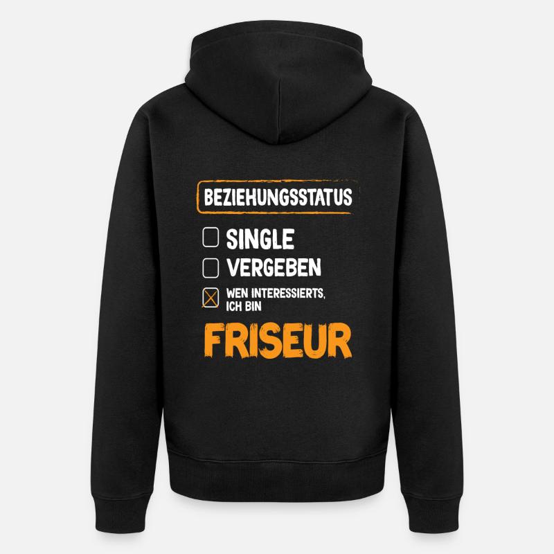 Friseur Beziehungsstatus - Unisex Premium Bio Zip Hoodie - Schwarz