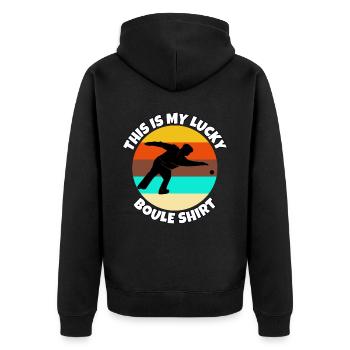 Boules - Unisex Premium Organic Zip Hoodie - black - Back - Nico (187cm)