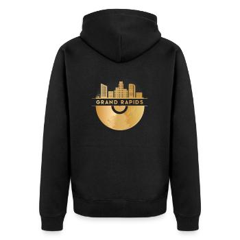 Vinyl-Schallplatte Disco-Musik - Unisex Premium Bio Zip Hoodie - Schwarz - Hinten - Nico (187cm)