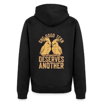 Birdwatching One Good Tern Deserves Bird Lover - Unisex Premium Bio Zip Hoodie - Schwarz - Hinten - Nico (187cm)