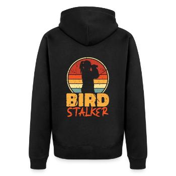 Birdwatching Bird Stalker Retro Zoologist Birding - Unisex Premium Organic Zip Hoodie - black - Back - Nico (187cm)