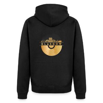 Vinyl Record Disco Music Skyline-UK-Glasgow - Unisex Premium Organic Zip Hoodie - black - Back - Nico (187cm)