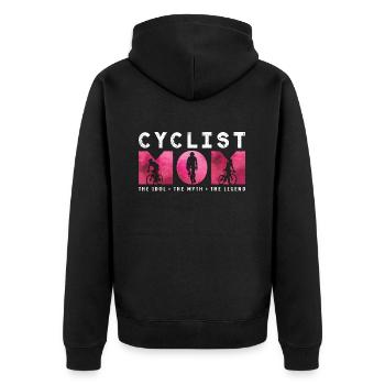 Cyclist Mom The Idol The Myth Loves Mountain - Unisex Premium Bio Zip Hoodie - Schwarz - Hinten - Nico (187cm)