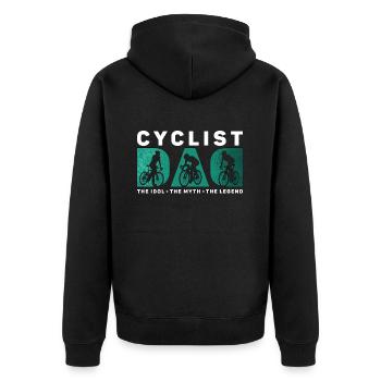 Papa cycliste L’idole Le mythe Le vététiste - Veste à capuche bio Premium Unisexe - noir - Dos - Nico (187cm)