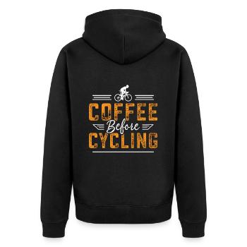 Cyclist Coffee Before Mountain Biking Coffee Lover - Unisex Premium Organic Zip Hoodie - black - Back - Nico (187cm)