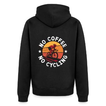 Cyclist No Coffee No Loves Road Bike Coffee Lover - Unisex Premium Bio Zip Hoodie - Schwarz - Hinten - Nico (187cm)