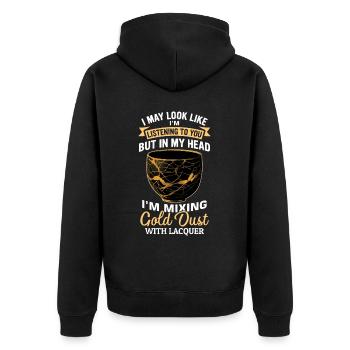 Conception japonaise de réparation de l’or Kintsukuroi - Veste à capuche bio Premium Unisexe - noir - Dos - Nico (187cm)