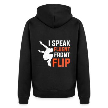 Funny parkour saying - Unisex Premium Organic Zip Hoodie - black - Back - Nico (187cm)