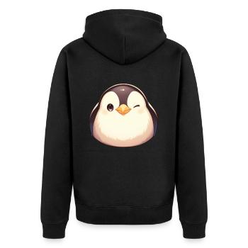 Pinguin Kawaii Pinguin Niedlich - Unisex Premium Bio Zip Hoodie - Schwarz - Hinten - Nico (187cm)