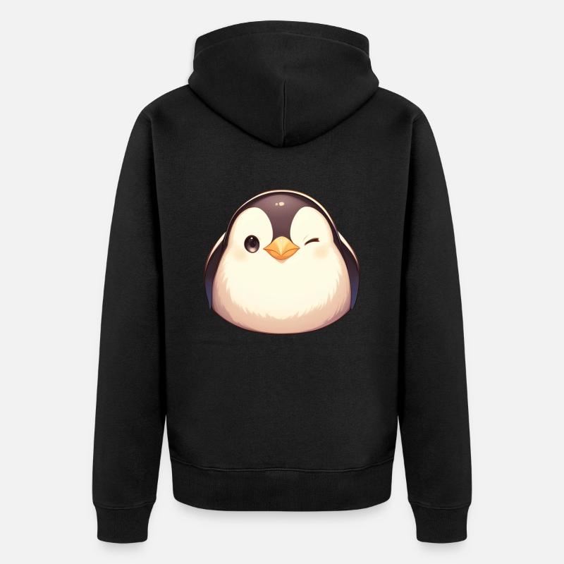 Pingouin Kawaii Pingouin Mignon - Veste à capuche bio Premium Unisexe - noir