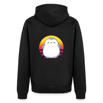 Penguin Kawaii Penguin Cute - Unisex Premium Organic Zip Hoodie - black - Back - Nico (187cm)