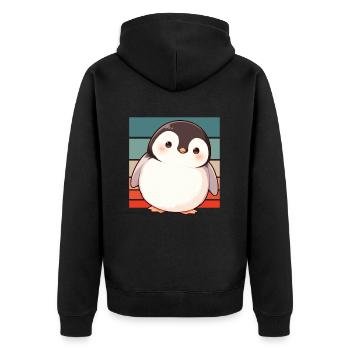 Penguin Kawaii Penguin Cute - Unisex Premium Organic Zip Hoodie - black - Back - Nico (187cm)