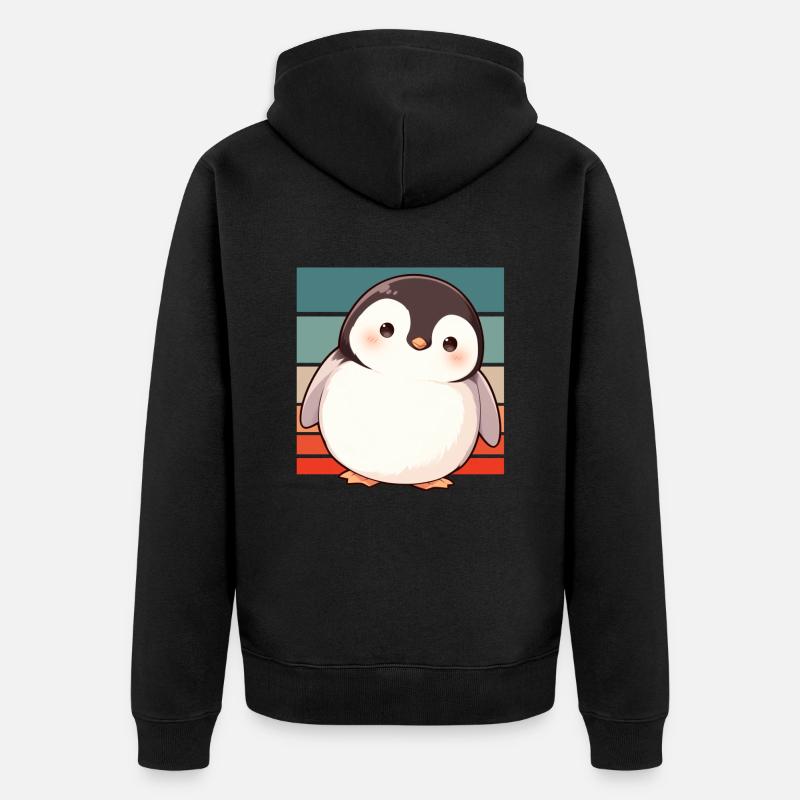 Pingouin Kawaii Pingouin Mignon - Veste à capuche bio Premium Unisexe - noir