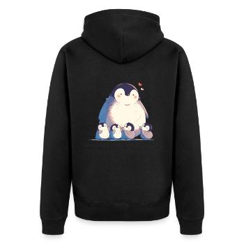Pingouin Famille Kawaii Pingouin Mignon - Veste à capuche bio Premium Unisexe - noir - Dos - Nico (187cm)