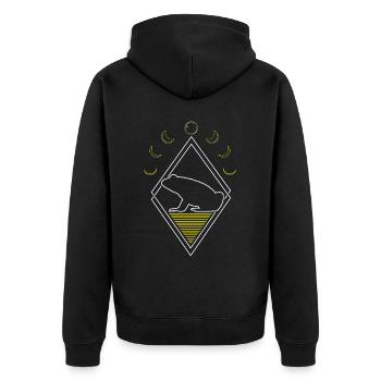 Frog Toad Abstract Moon Phases - Unisex Premium Organic Zip Hoodie - black - Back - Nico (187cm)