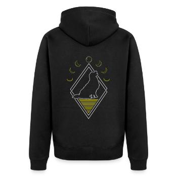 Golden Retriever Abstract Moon Phases - Unisex Premium Organic Zip Hoodie - black - Back - Nico (187cm)