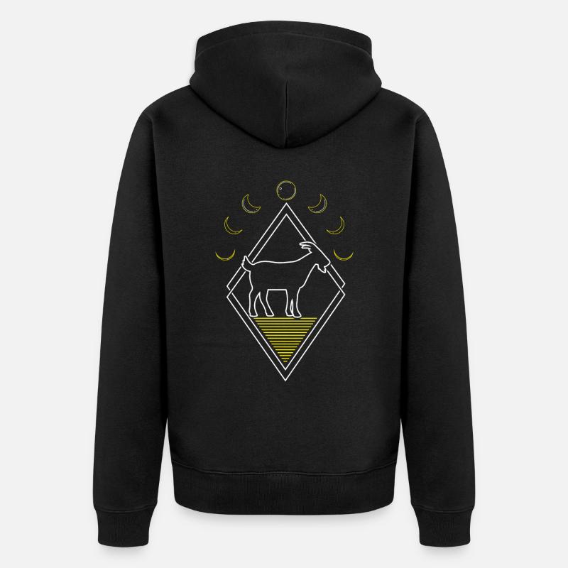 Ziege Abstrakt Moon Phases - Unisex Premium Bio Zip Hoodie - Schwarz