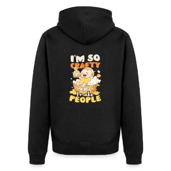 Volleyball Schwangerschaft Crafty Make People - Unisex Premium Bio Zip Hoodie - Schwarz - Hinten - Nico (187cm)