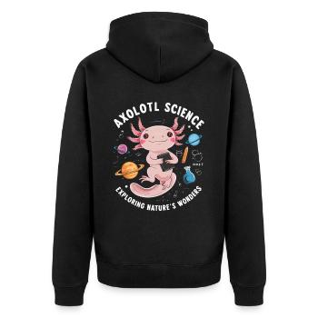 Axolotl Science Teacher Mexican Salamander - Unisex Premium Organic Zip Hoodie - black - Back - Nico (187cm)