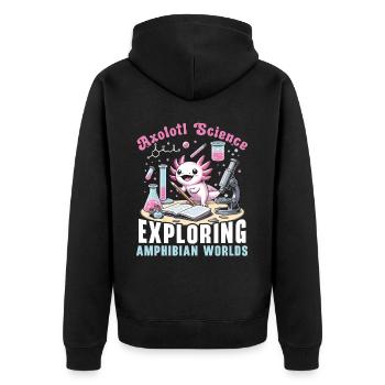 Axolotl Science Teacher Mexican Salamander - Unisex Premium Organic Zip Hoodie - black - Back - Nico (187cm)