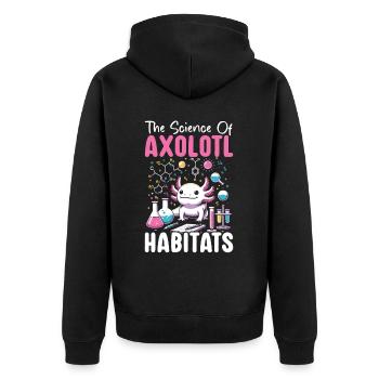 Axolotl Naturwissenschaftslehrer Mexikanischer Salamander - Unisex Premium Bio Zip Hoodie - Schwarz - Hinten - Nico (187cm)