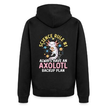 Axolotl Naturwissenschaftslehrer Mexikanischer Salamander - Unisex Premium Bio Zip Hoodie - Schwarz - Hinten - Nico (187cm)