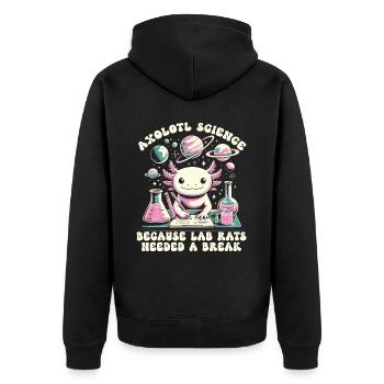 Axolotl Science Teacher Mexican Salamander - Unisex Premium Organic Zip Hoodie - black - Back - Nico (187cm)