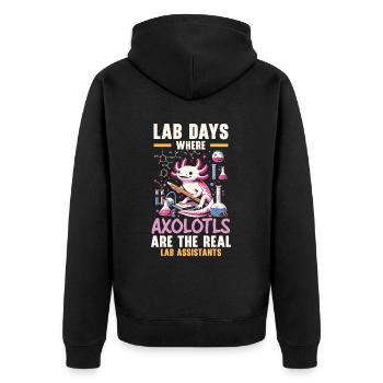 Axolotl Science Teacher Mexican Salamander - Unisex Premium Organic Zip Hoodie - black - Back - Nico (187cm)