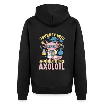 Axolotl Naturwissenschaftslehrer Mexikanischer Salamander - Unisex Premium Bio Zip Hoodie - Schwarz - Hinten - Nico (187cm)