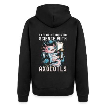 Axolotl Naturwissenschaftslehrer Mexikanischer Salamander - Unisex Premium Bio Zip Hoodie - Schwarz - Hinten - Nico (187cm)
