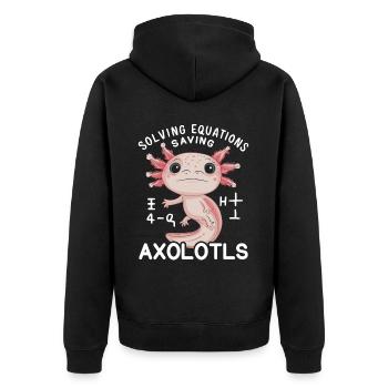 Axolotl Math Teacher Mexican Salamander Amphibian - Unisex Premium Organic Zip Hoodie - black - Back - Nico (187cm)