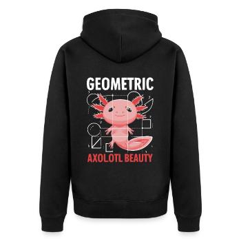 Axolotl Math Teacher Mexican Salamander Amphibian - Unisex Premium Organic Zip Hoodie - black - Back - Nico (187cm)