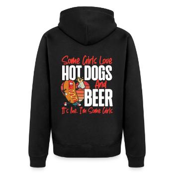 Hot Dog Adult Girl Beer Some Girls - Unisex Premium Bio Zip Hoodie - Schwarz - Hinten - Nico (187cm)