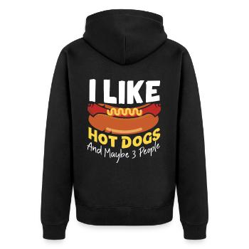 Hot Dog Adult I Like Hot Dogs And - Unisex Premium Bio Zip Hoodie - Schwarz - Hinten - Nico (187cm)