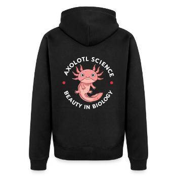 Axolotl Science Teacher Mexican Salamander - Unisex Premium Organic Zip Hoodie - black - Back - Nico (187cm)