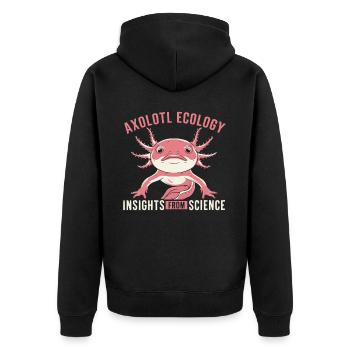 Axolotl Science Teacher Mexican Salamander - Unisex Premium Organic Zip Hoodie - black - Back - Nico (187cm)