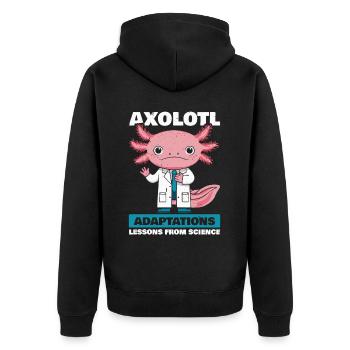 Axolotl Science Teacher Mexican Salamander - Unisex Premium Organic Zip Hoodie - black - Back - Nico (187cm)