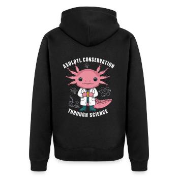 Axolotl Science Teacher Mexican Salamander - Unisex Premium Organic Zip Hoodie - black - Back - Nico (187cm)