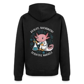 Axolotl Science Teacher Mexican Salamander - Unisex Premium Organic Zip Hoodie - black - Back - Nico (187cm)