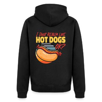 Hot Dog Adult I Just Really Like - Unisex Premium Organic Zip Hoodie - black - Back - Nico (187cm)